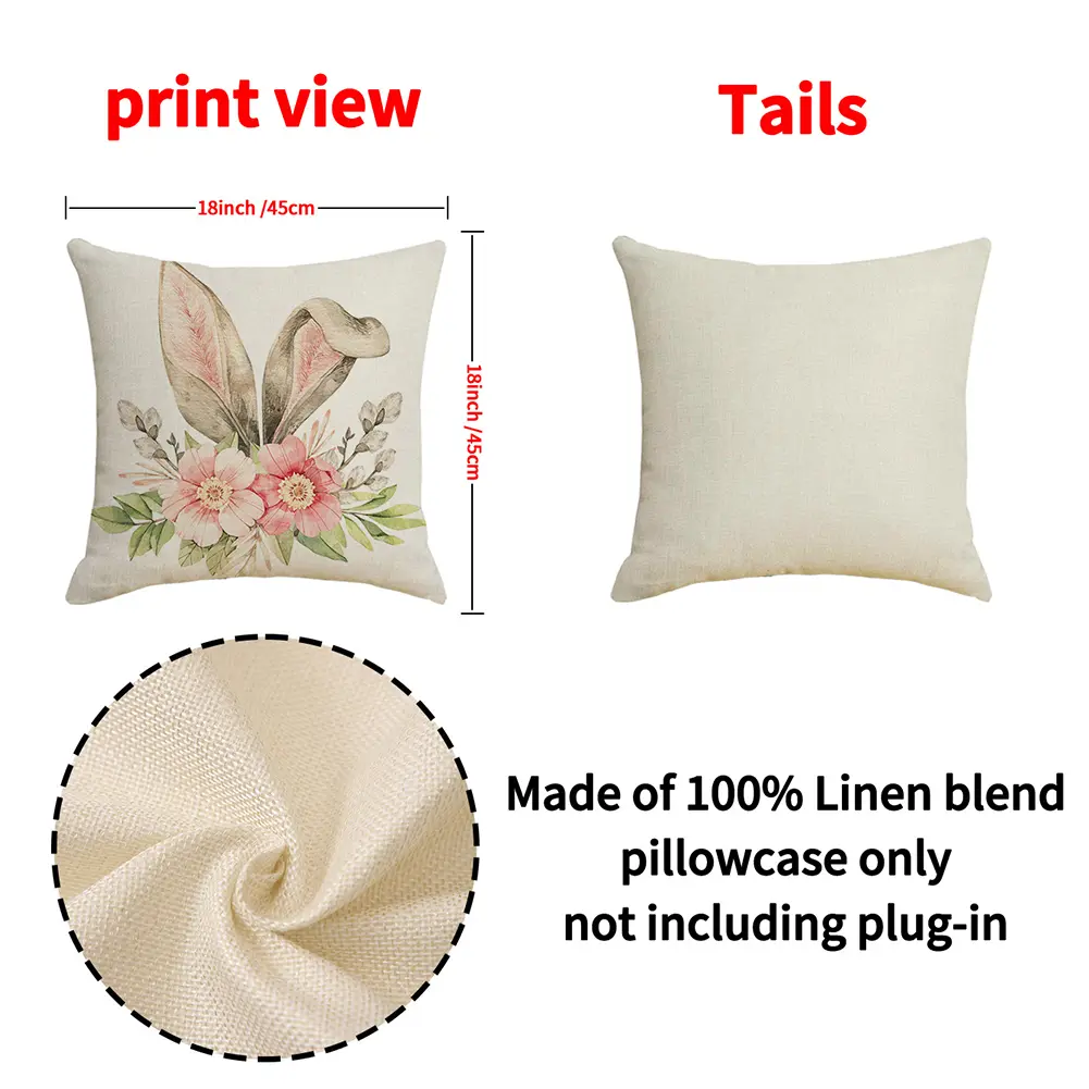 4pcs/set Easter Pillow Covers 2025 Spring Easter Decor 45x45cm Throw Pillow Cover Couch Cushion Case for Home Couch Sofa Bedroom
