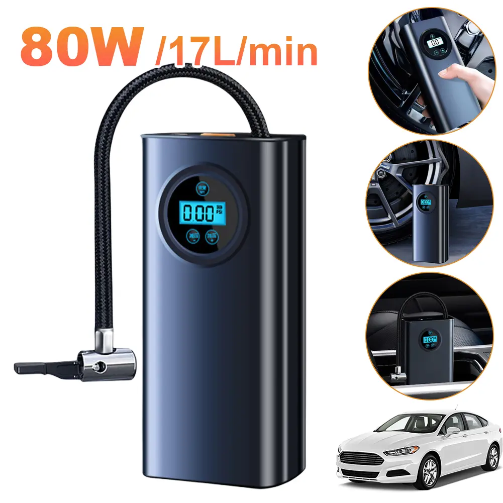 Electric Air Compressor Rechargeable High Precision Handheld Air Pump LCD Display Portable Air Pump for Car Motorcycle Bike Ball