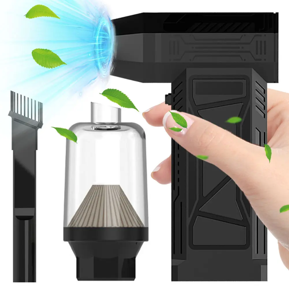 Mini Turbo Fan 150000RPM USB Rechargeable Wireless Dust Blower with Brush & Nozzle Multifunctional Strong Power for Outdoor Use