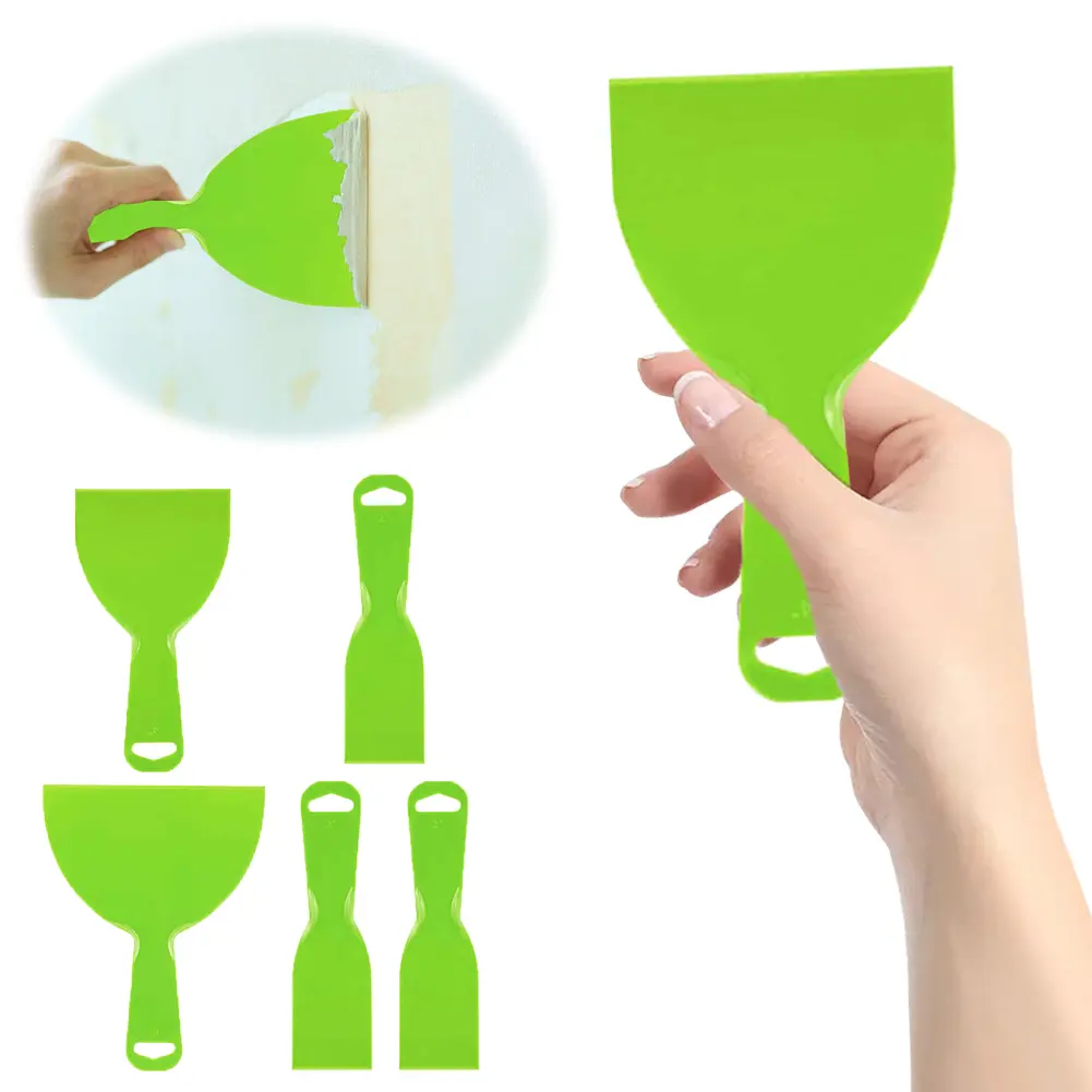 5 Pack Plastic Putty Spatula Set Wallpaper Scraper Car Painting Spatula Scrapers Putty Knife Set for Painter Wall Car Painting