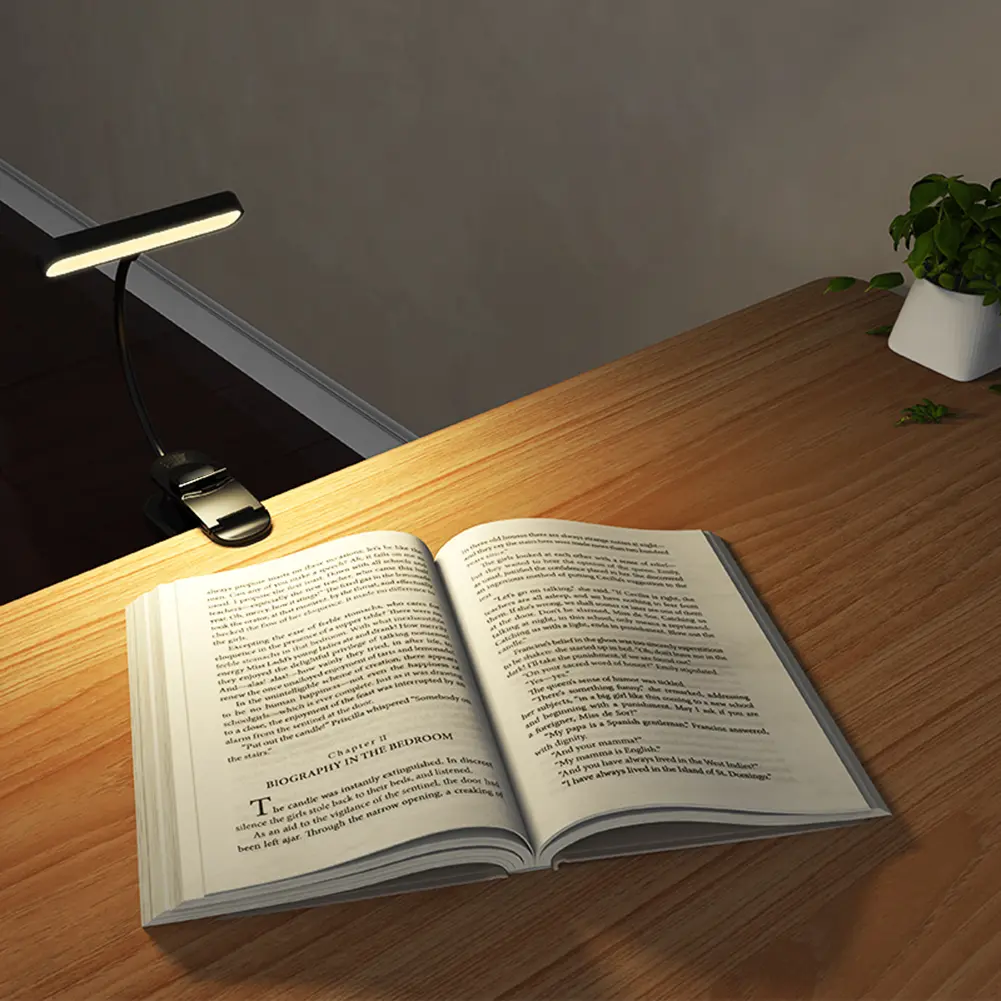 LED Clip On Reading Light with Flexible Neck Bedside Night Light Touch Stepless Dimming Clip On Book Lamp for Piano Sheet Music