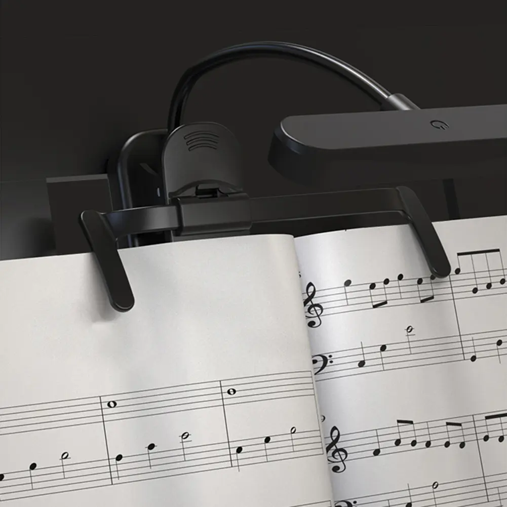 LED Clip On Reading Light with Flexible Neck Bedside Night Light Touch Stepless Dimming Clip On Book Lamp for Piano Sheet Music