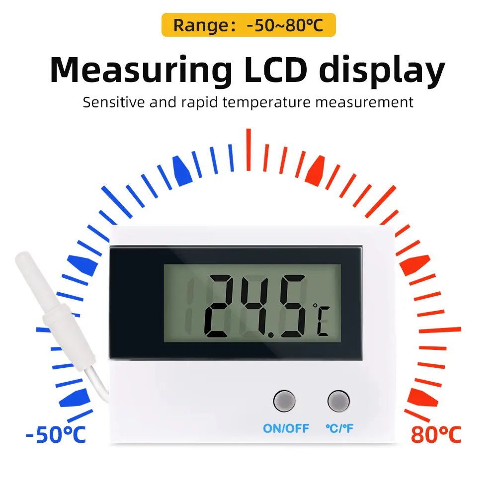 ST-1A LCD Digital Thermometer Fish Tank Temperature Meter Refrigerator Aquarium Water Temp Detector with Waterproof Probe