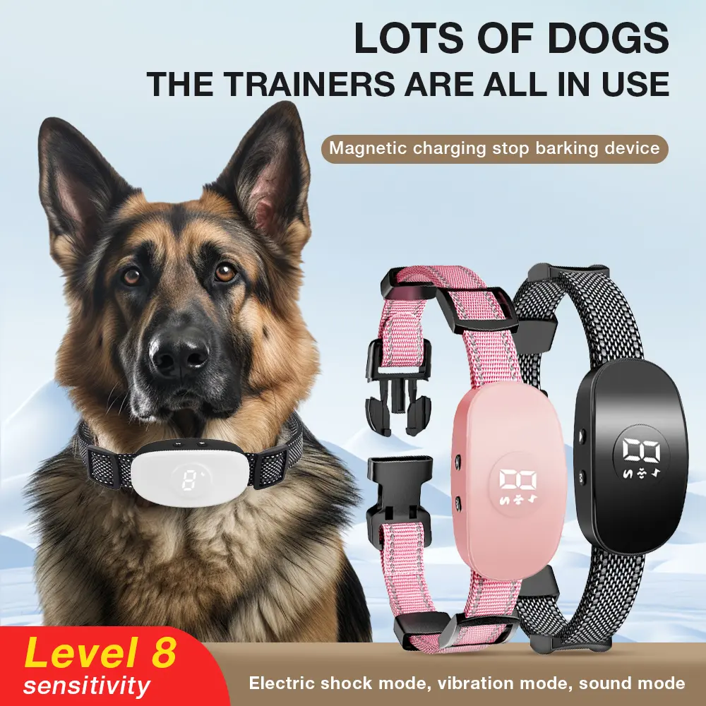 Automatic Anti Bark Dog Collar Electric Shock Vibration Sound With LED for Small Large Dogs Training Collar Dog Accessories