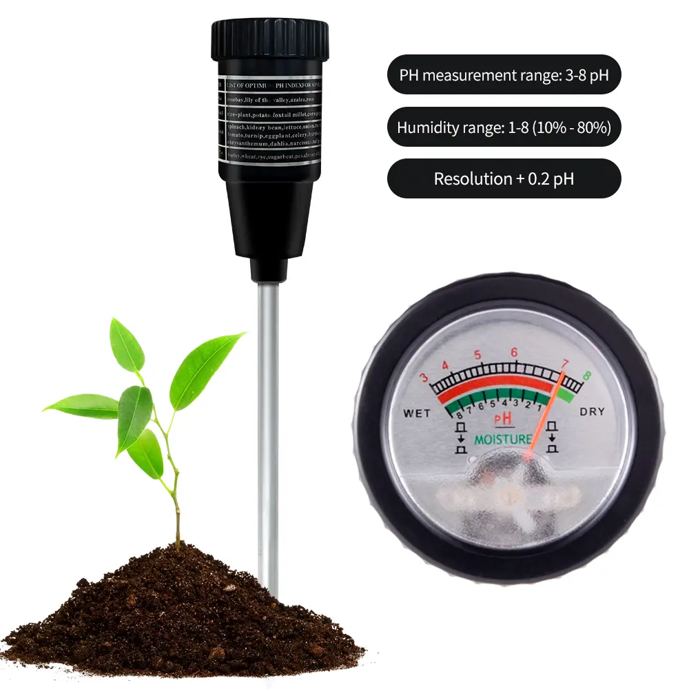 Soil pH Tester Moisture Meter Waterproof ZD-06 Soil Tester for Indoor Outdoor Test Kit Tools with 295mm Long Electrode Probe