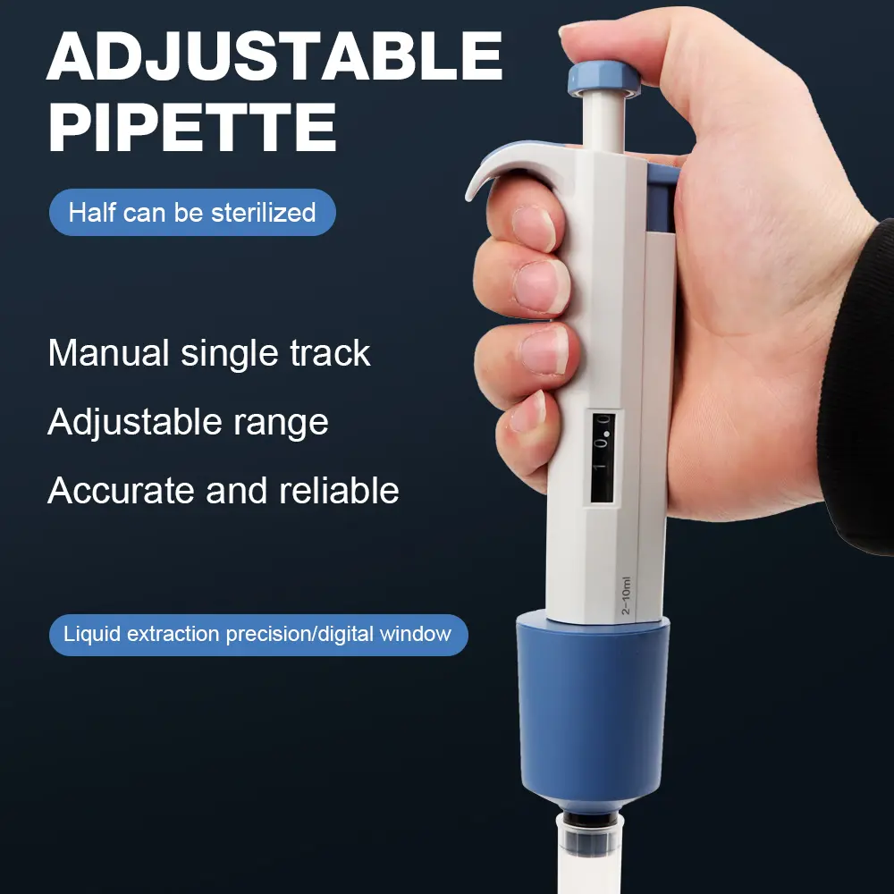 2-10ml Laboratory Pipette Adjustable Single Channel Digital Micropipette With Pipettor Tips Autoclavable Sample Dispenser