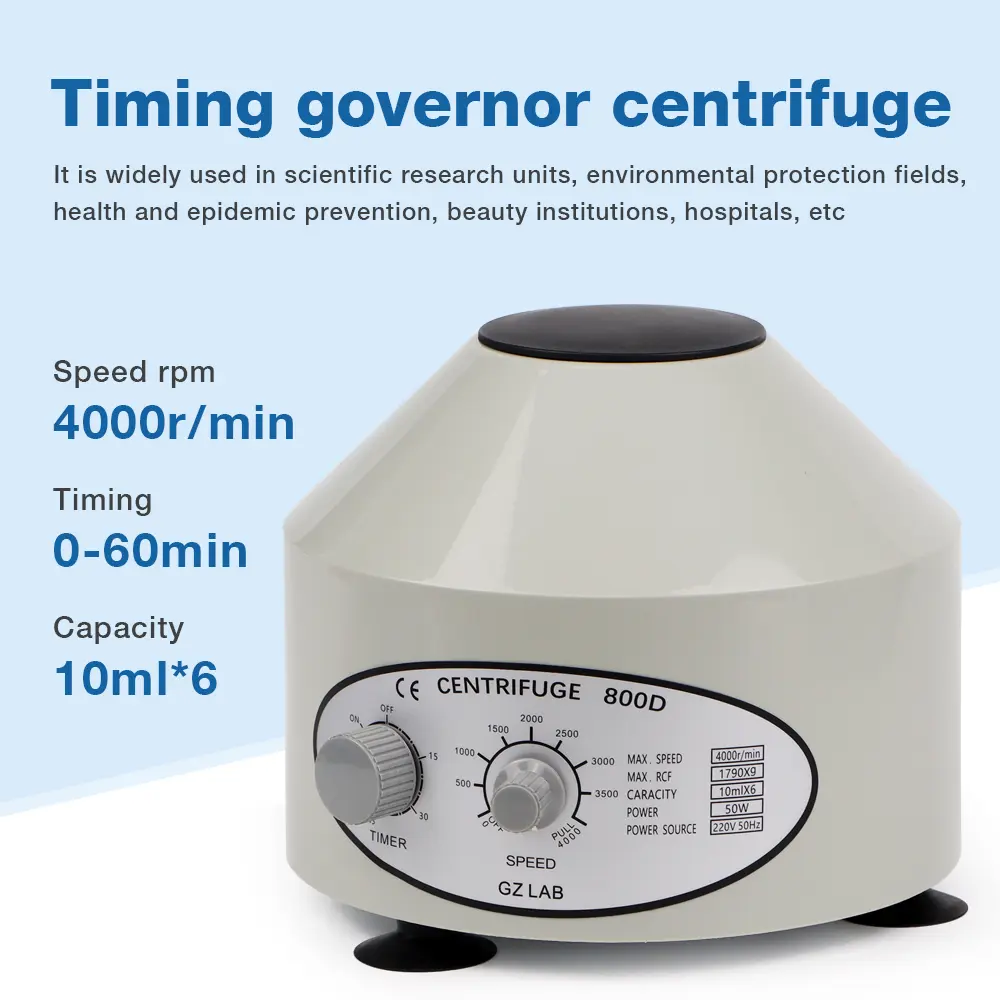 Laboratory Electric Centrifuge 4000rpm 1790xg 6*10ml Plasma Serum PRP PRF Separate Machine AC 220V Timer Low Speed Centrifuge