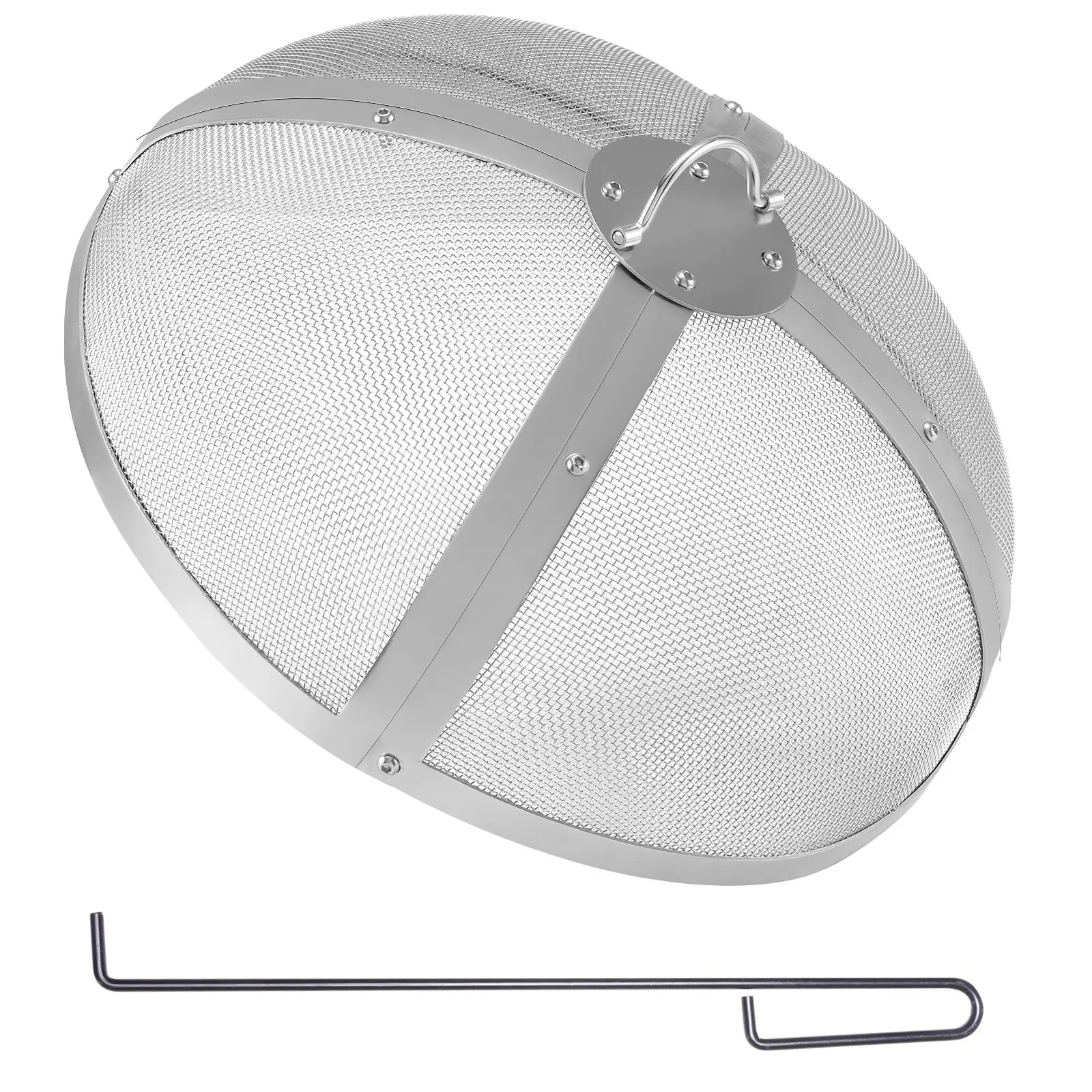 SucceBuy Fire Pit Spark Screen Round Reinforced Heavy Duty Steel Metal Cover  Outdoor Firepit Lid  Easy-Opening Top  Covers