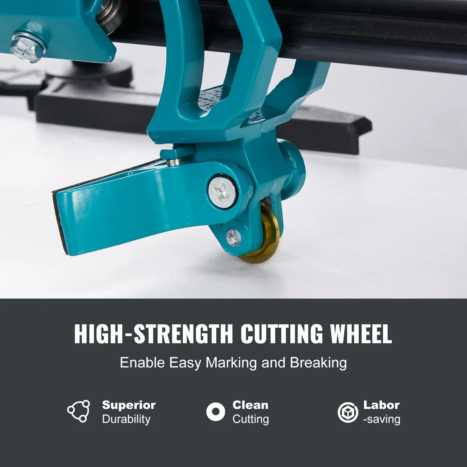 SucceBuy Manual Tile Cutter Laser Positioning Single Rails W/ Supporting Feet Professional Push Knife for Cutting Ceramic