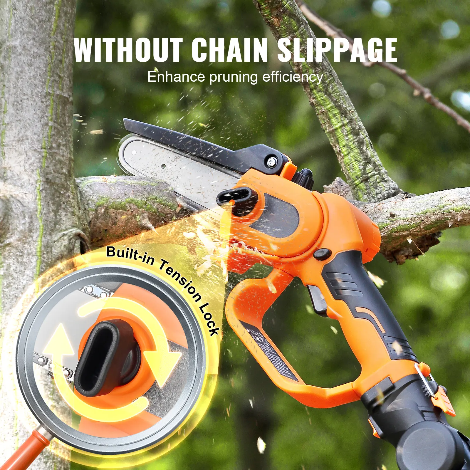 SucceBuy 2-in-1 Cordless Pole Saw Mini 20V Pole Chainsaw 5" Cutting Capacity 8ft Reach Pole Saw for Branch Cutting Tree Trimming