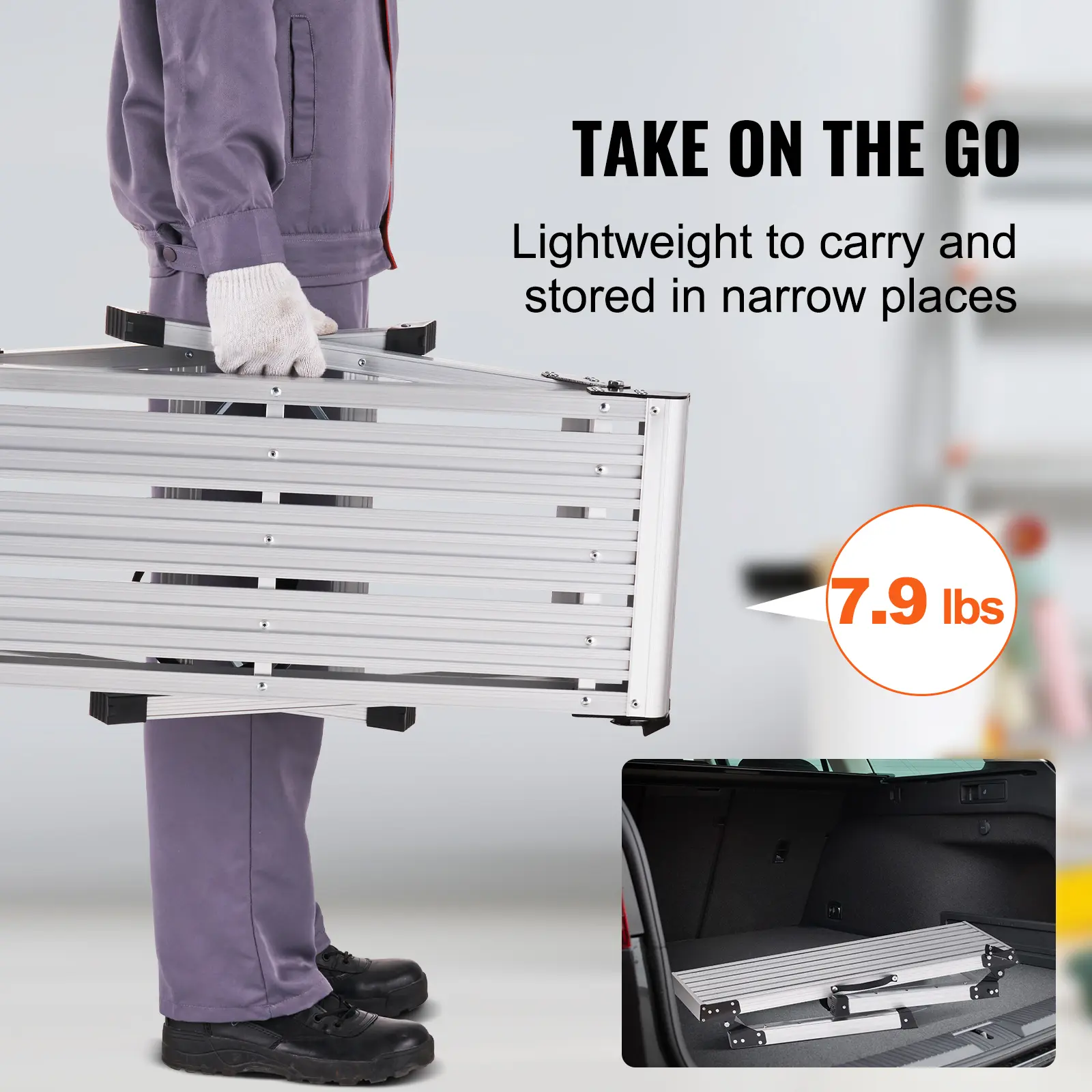 SucceBuy Folding Work Platform 330 lbs Load Capacity Aluminum Drywall Stool Ladder Heavy Duty Work Bench w/ Non-Slip Feet