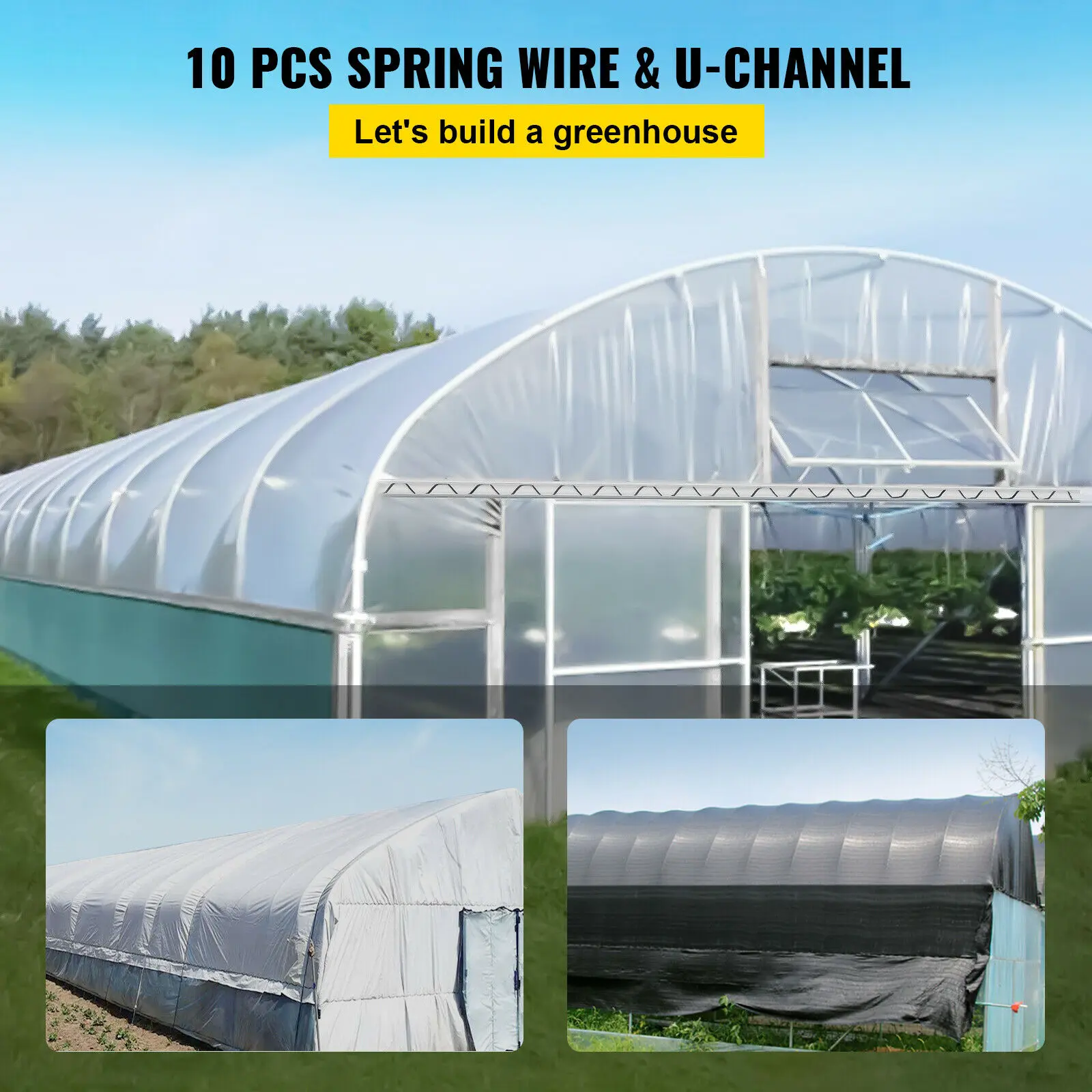 SucceBuy 20pcs Greenhouse Swinging Aluminum Wire Latch Channel 6.56ft Spring Lock Wiggle Wire and Lock Channel w/Screws
