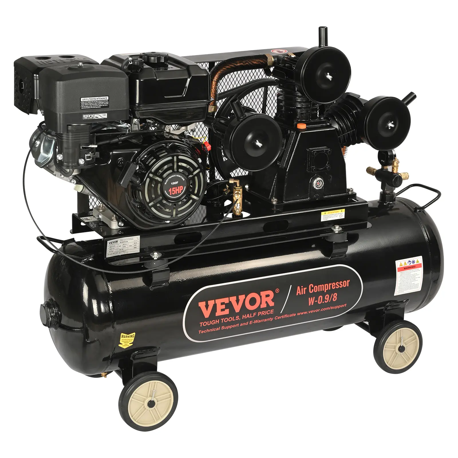SucceBuy 7HP/15HP Gas Power Air Compressor 10/20/30 Gallon Air Compressor Tank 115PSI Max Pressure for Construction Workshop