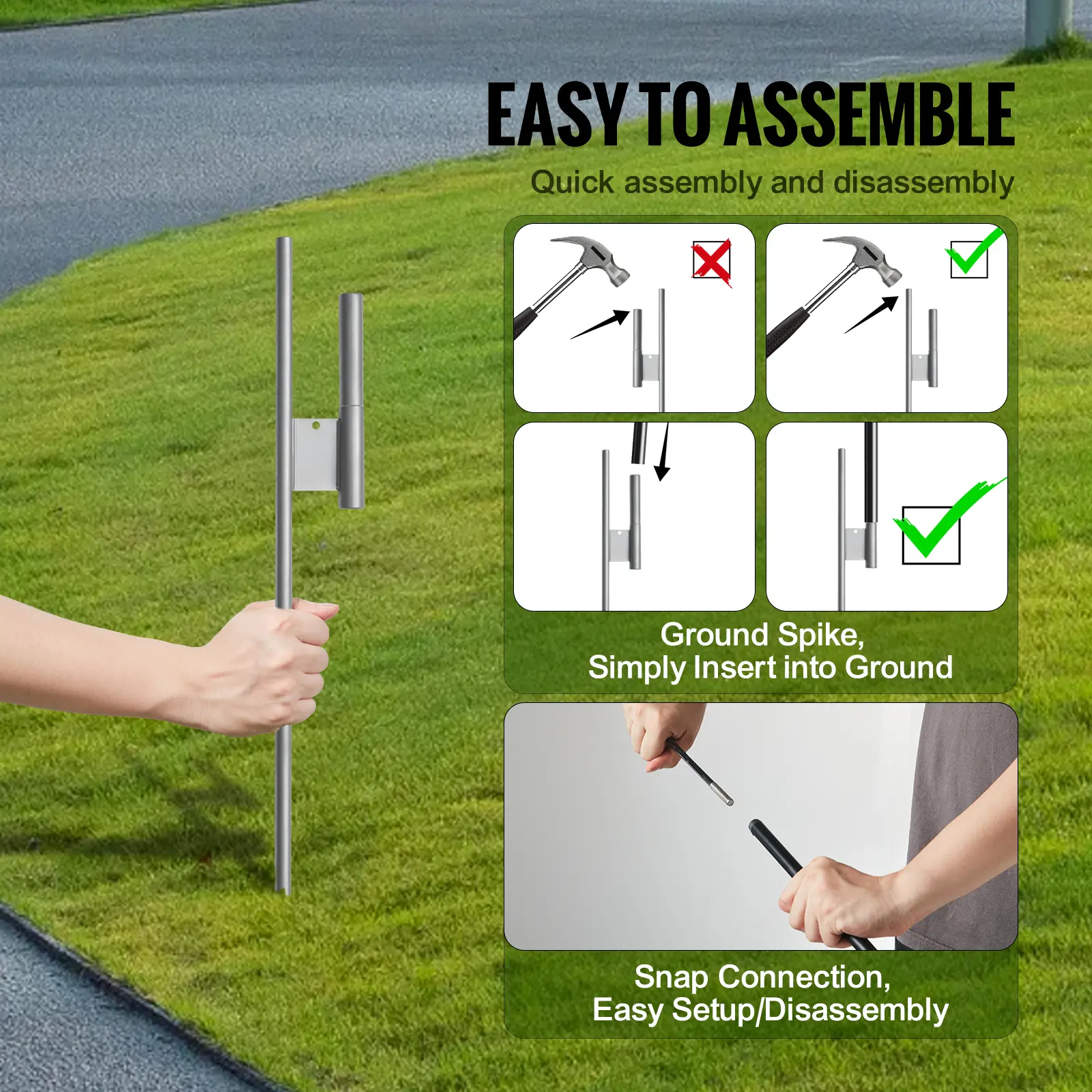 SucceBuy Feather Flag Pole Kit 3 Packs Swooper Flag 16.3ft Sign Flag Poles for Business Advertising Flags with Ground Stakes