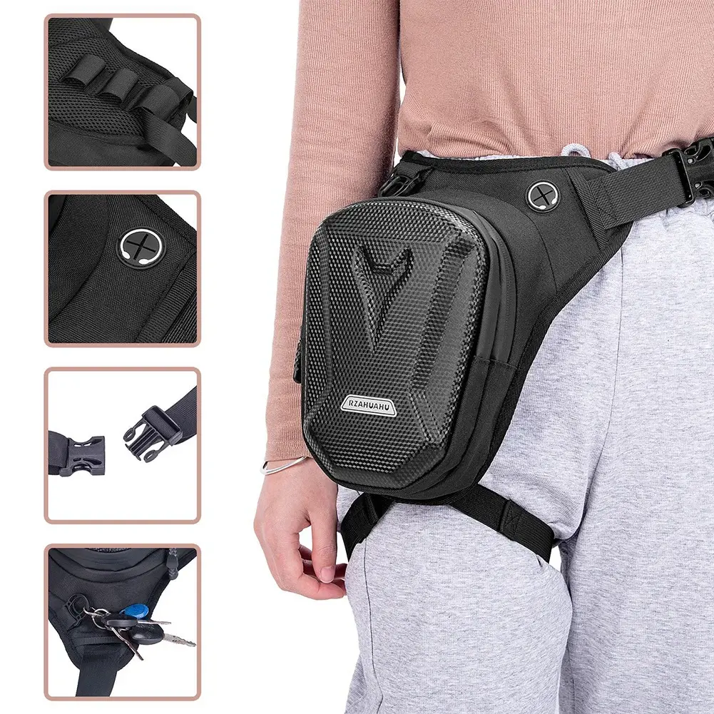 Motorcycle Drop Leg Side Bag EVA Motorcycle Waist Bag Hard Shell Outdoor Casual Fanny Pack Bags Hip Bum Pack Tactical Travel Bag