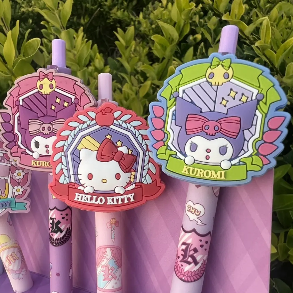 Sanrio Series Black Press Gel Pens Cute Hello Kitty Melody Kuromi Cinnamoroll School Supplies Student Stationery Gifts for Girls