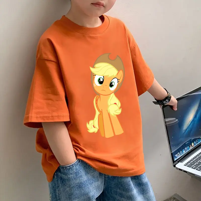 My Little Ponys Cotton T-shirt Summer Kids Clothes Kawaii Cartoon Unicorn Print Short Sleeve Girls Boys Tees Tops Children Gifts