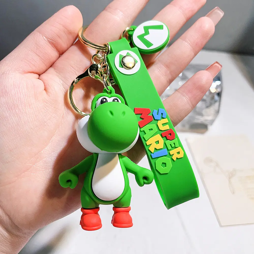 Super Mario Keychain Luigi Yoshi Bowser Action Figure Model PVC Cartoon Bag Ornament Doll Pendant Accessories Keyring Toys Gift