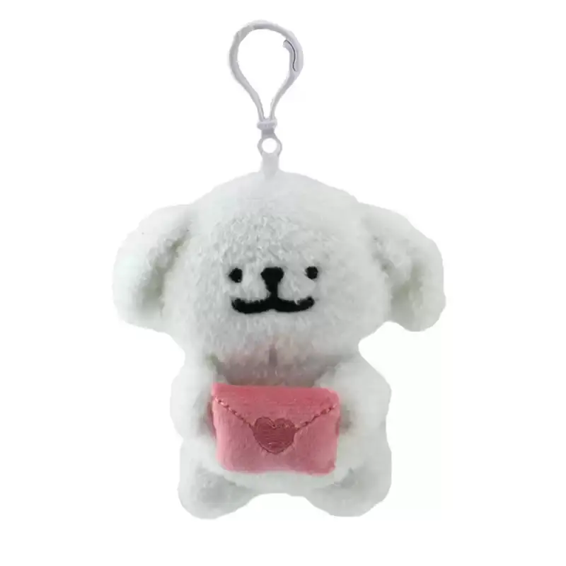Cute Korean Maltese Dog Plush Keychain Plushies Soft Stuffed Animal Doll Pendant Cartoon Puppy Kids Boys Girls Birthday Gifts