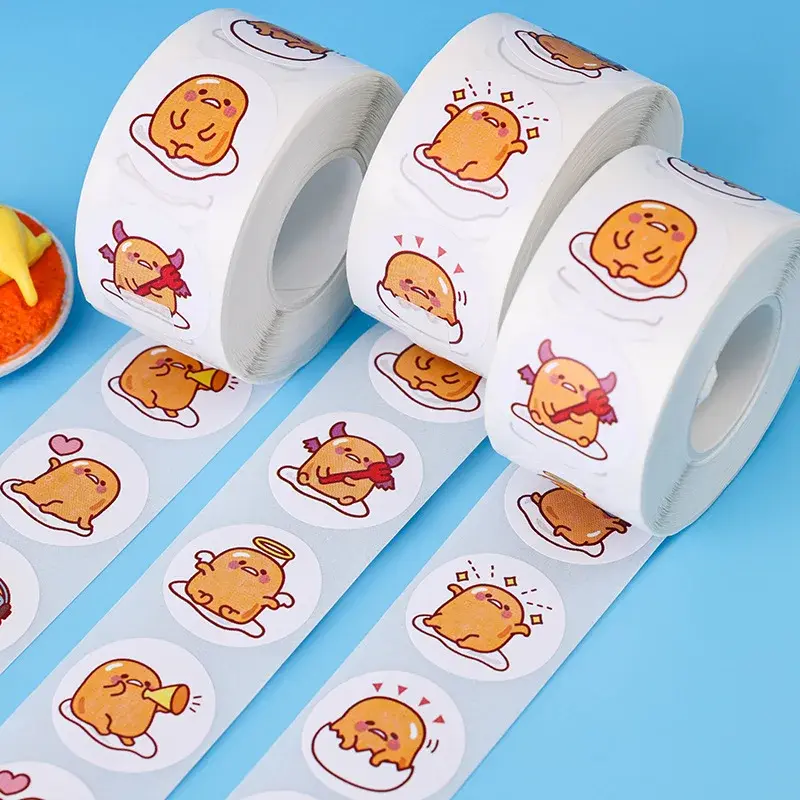 500pcs Gudetama Sticker Kids Cartoon 2.5cm Round Label Sticker Creative DIY Gift Sealing Labels Decoration Stationery Supplies