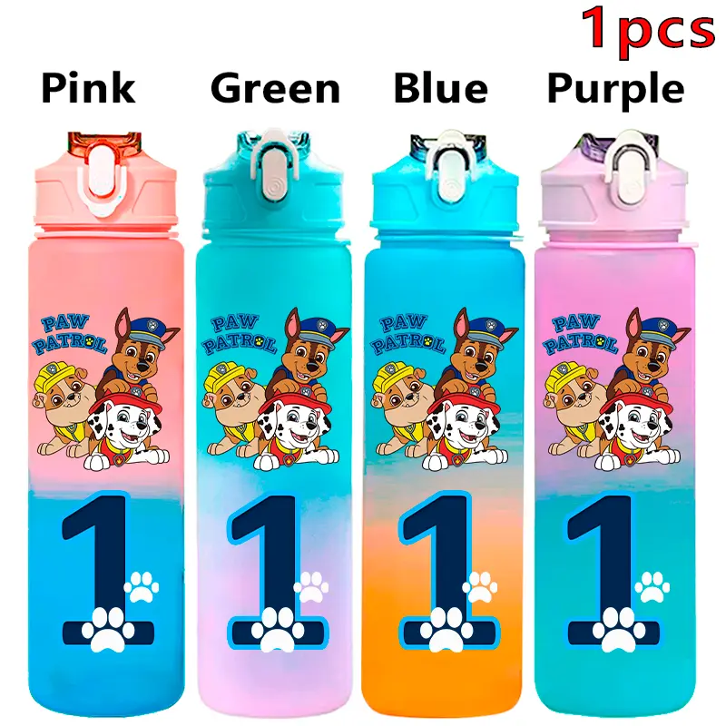 750ML PAW Patrol Cartoon Gradient Water Cup Portable Student Water Bottle Leak Proof Water Cup Marshall Chase Children's Gift