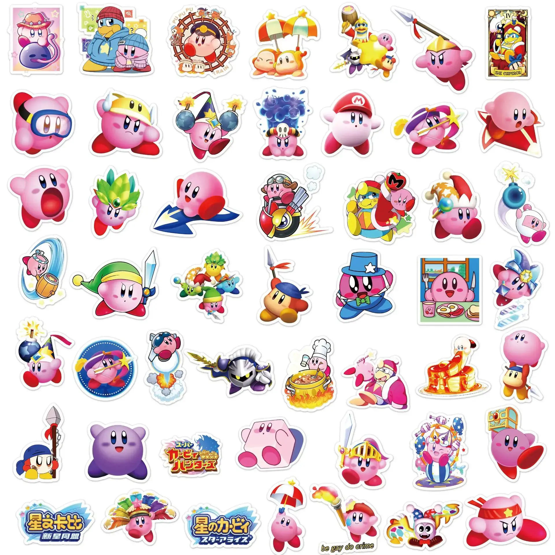 100PCS Kirby Stickers Anime Game Skateboard Fridge Kirby's Dream Land Travel Cute Cartoon Kid Toy Sticker Gift
