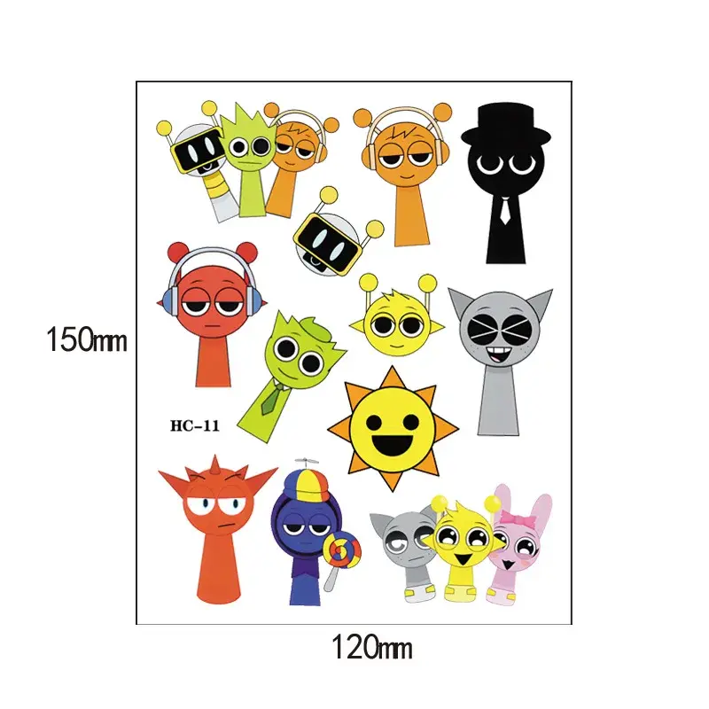 Sprunki Sticker Kids Toys Kawaii Stickers Disposable Cartoon Sticker Baby Boys Birthday Party Decorations Children Birthday Gift