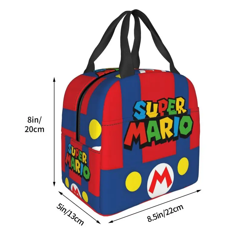 Custom M-Marios Super Bros Insulated Lunch Bag for Women Resuable Thermal Cooler Lunch Box Office Work School