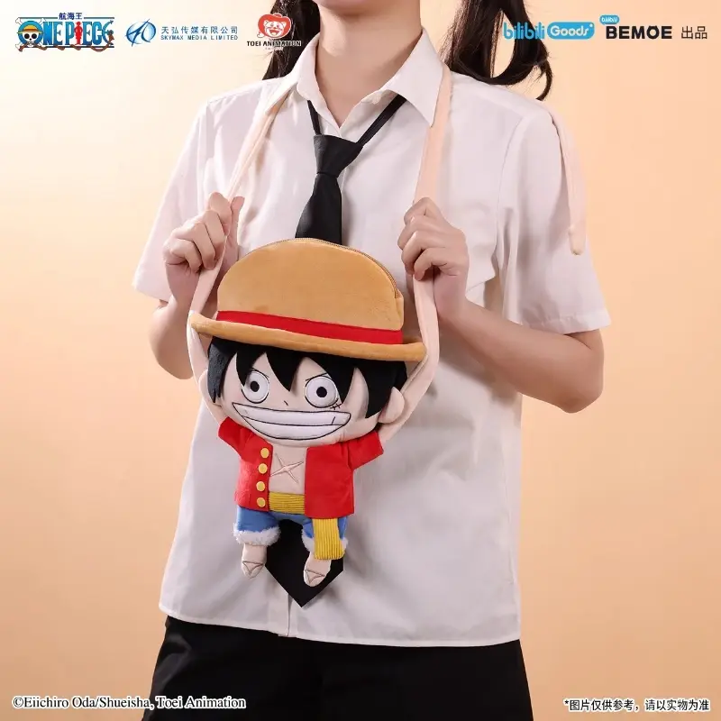 ONE PIECE Anime Original Creative Backpack Monkey D. Luffy Figure Plush Doll Shoulder Bag Straw Hat Crossbody Bag Cartoon Gift