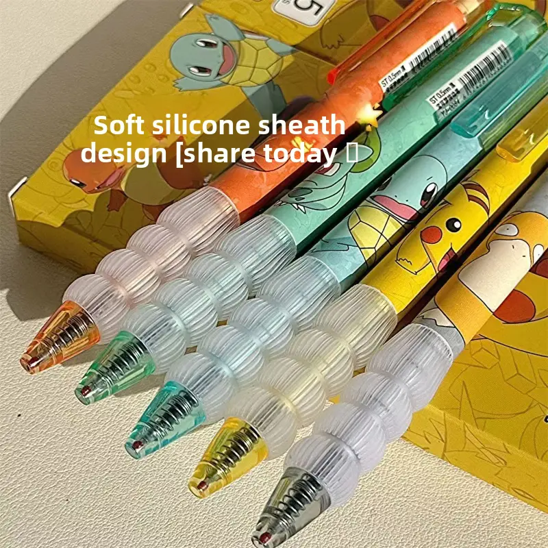 5pcs Pokemon Pikachu Gel Pen Cute Anime Cartoon Charmander Squirtle Press on Gel Pen Stationery School Supplies Holiday Gifts