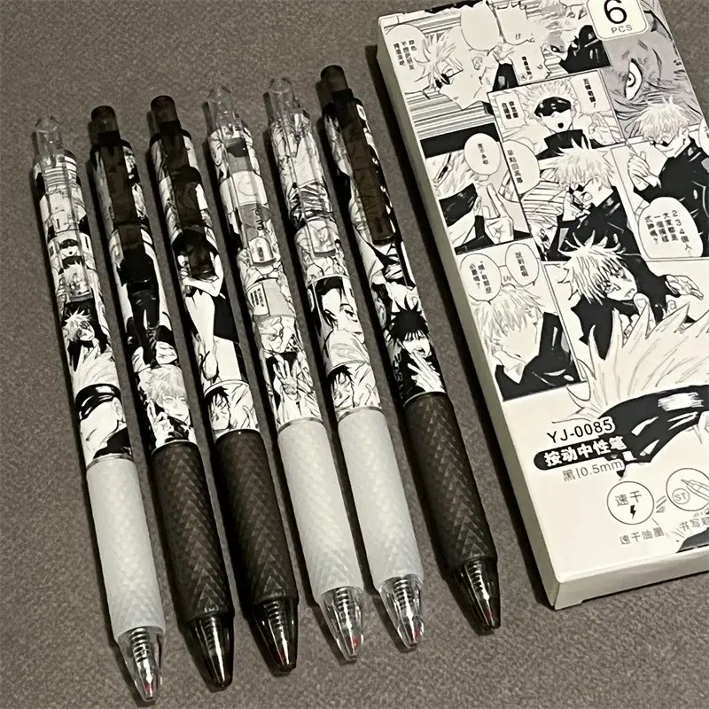 6Pcs Jujutsu Kaisen Stationery 0.5mm Gel Ink Pen Anime Satoru Ballpoint Pen for School Office Supplies Writing Gel Pens Toy Gift