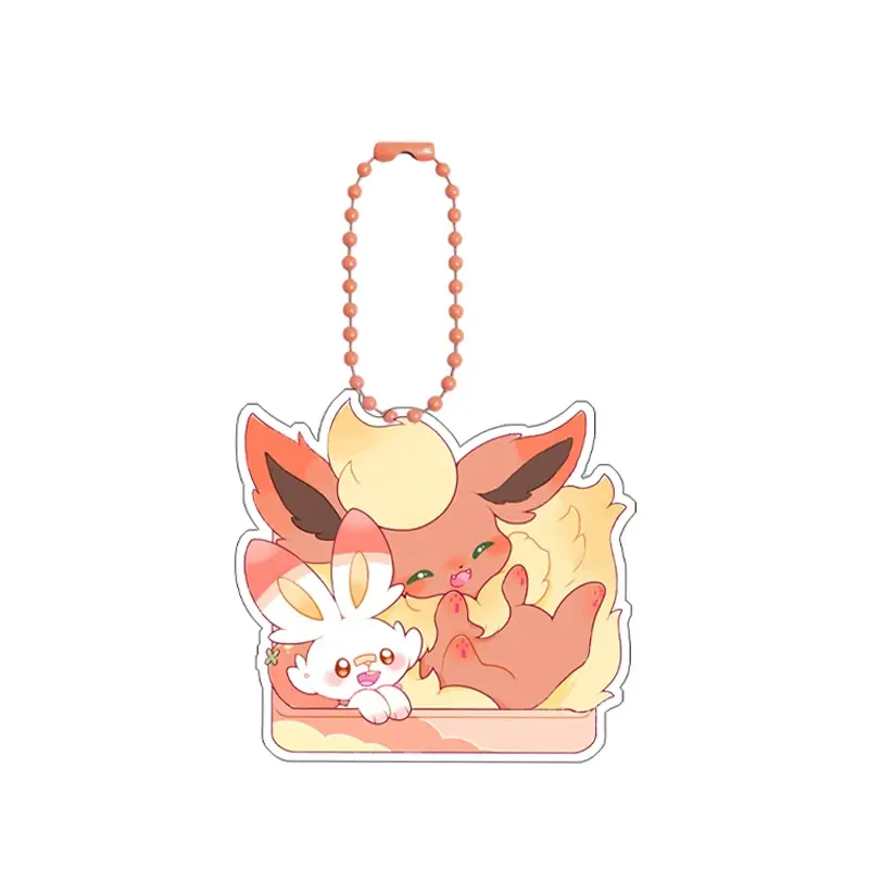 Pokemon Flareon Vaporeon Sylveon Espeon Eevee Leafeon SelfControl Acrylic Key Buckle Pendant Anime Keychain Acrylic Pendant Gift