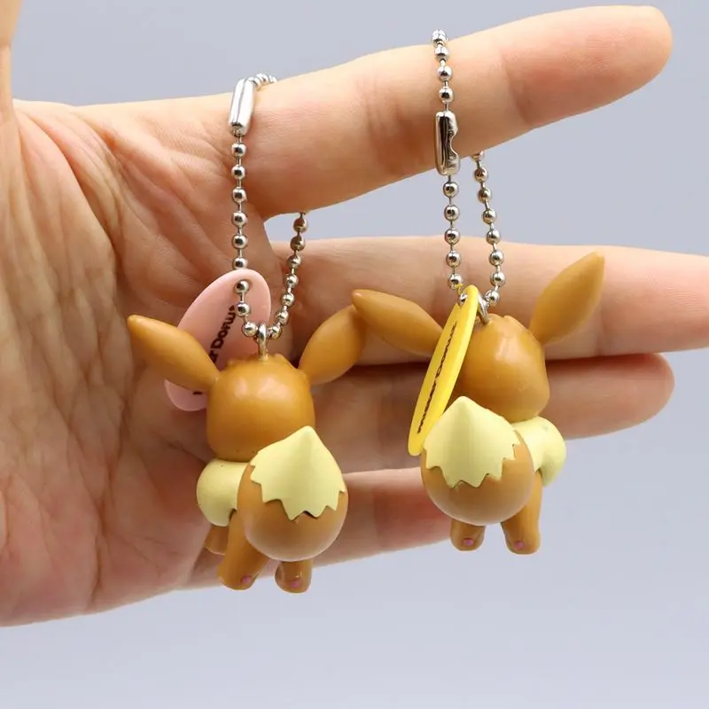 Pokemon Action Figure Keychain Anime Cute Eevee Backpack Pendant Doll Key Ring Ornaments Jewelry Kids Birthday Gifts