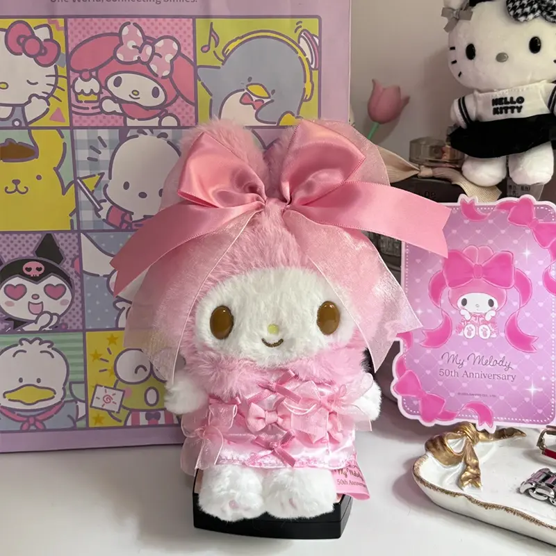 Kawaii Sanrio My Melody 50Th Anniversary Plush Pendant Toys Cartoon Figure Key Chain Bag Accessory Collectiblesdolls Girls Gift