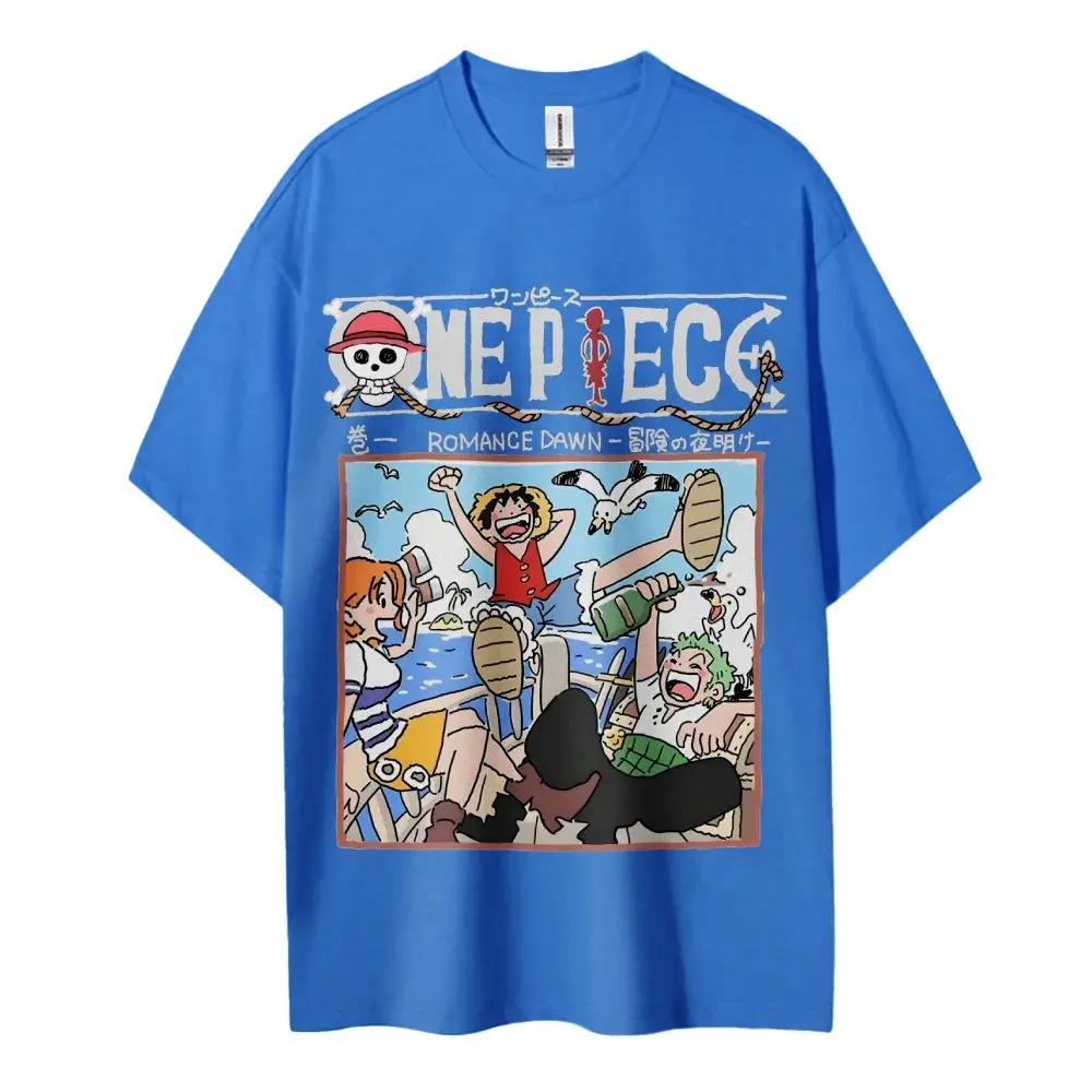 ONE PIECE Peripheral Products Men's 2025 Summer Casual Oversized Tee Breathable Cotton Daily Lounging and Comic Themed Parties
