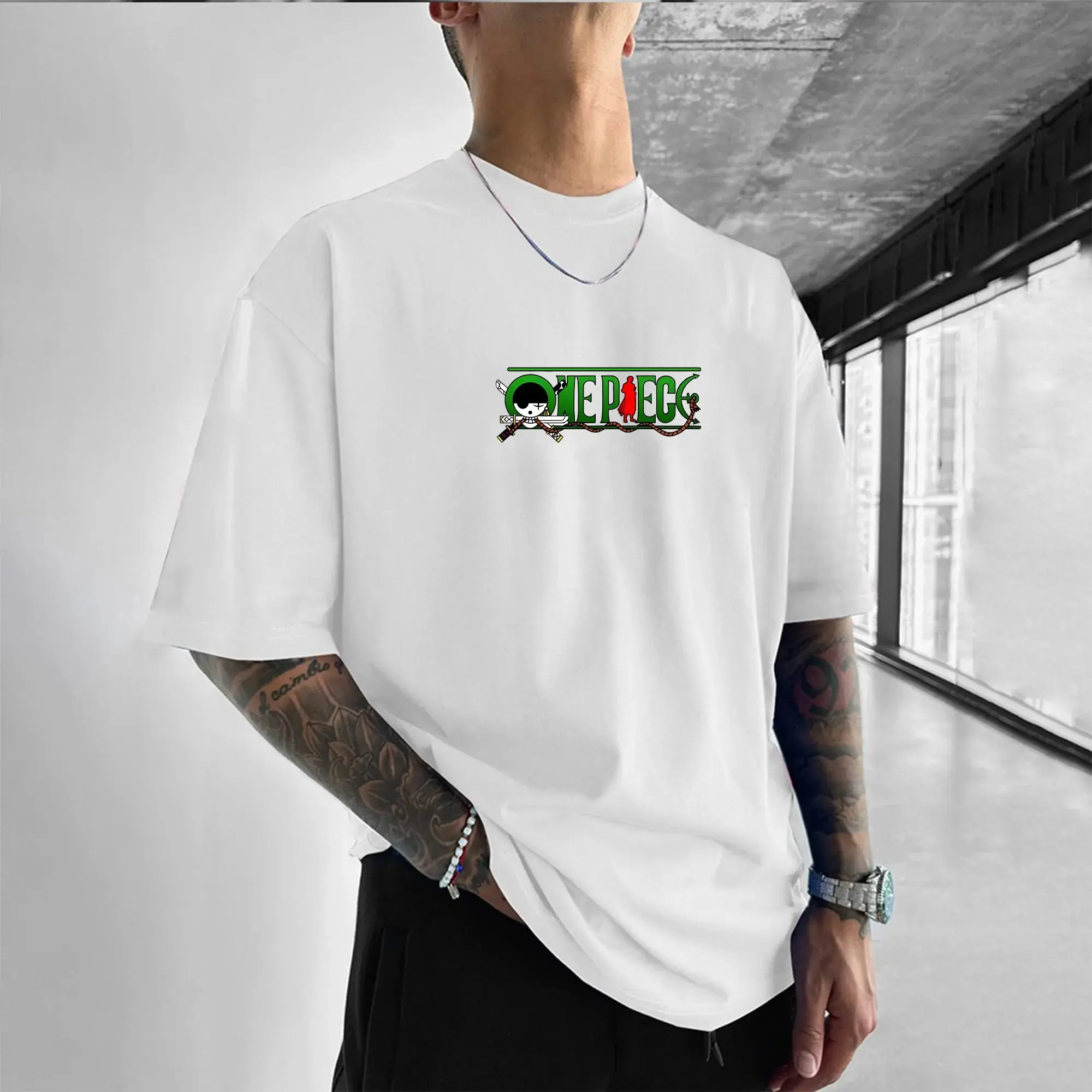 ONE PIECE Peripheral Products Zoro Oversized Printing Men's Streetwear T-Shirt Summer Casual Cotton Breathable Casual Tops