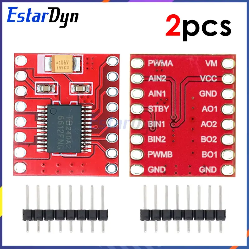 Estardyn 2pcs TB6612 Dual Motor Driver Board 1A TB6612FNG Microcontroller
