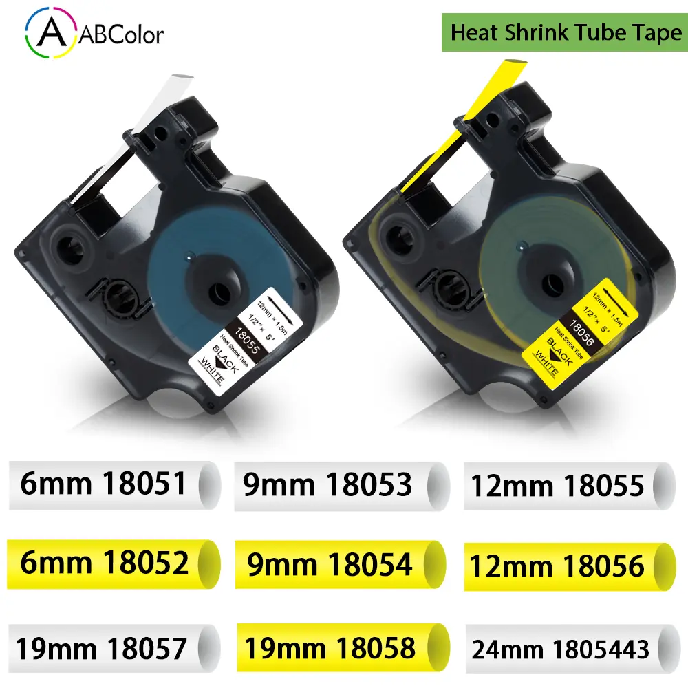 6/9/12/19/24mm Tape For Dymo Industrial Heat Shrink Tubes 18051 18052 18053 18054 18055 18056 18057 18058 for Rhino 4200 5200