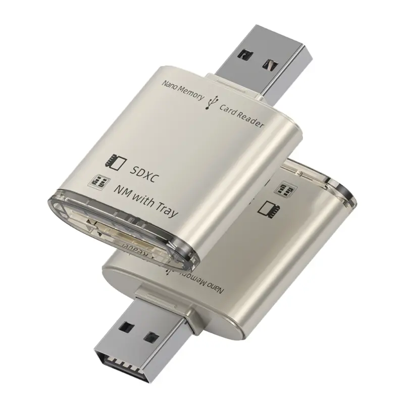 High Speed 2 in 1 USB2.0/USB3.0 to NM Card Reader Memory Card Reader High Speed Data Transfer for Desktops and Laptops
