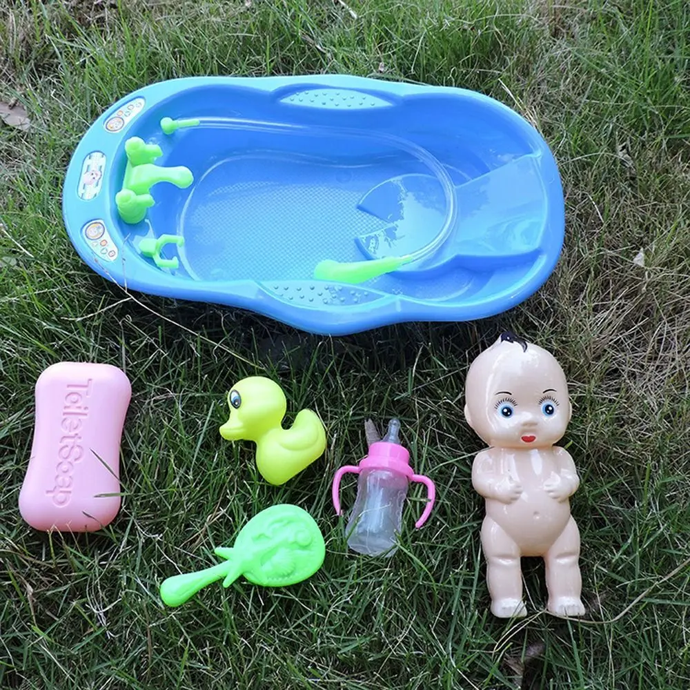 Realistic Baby Doll Bath Toys with Bathtub Little Newborn Doll Bath Set Water Floating Soap Duck Bottle Shower Toy Kids Toy
