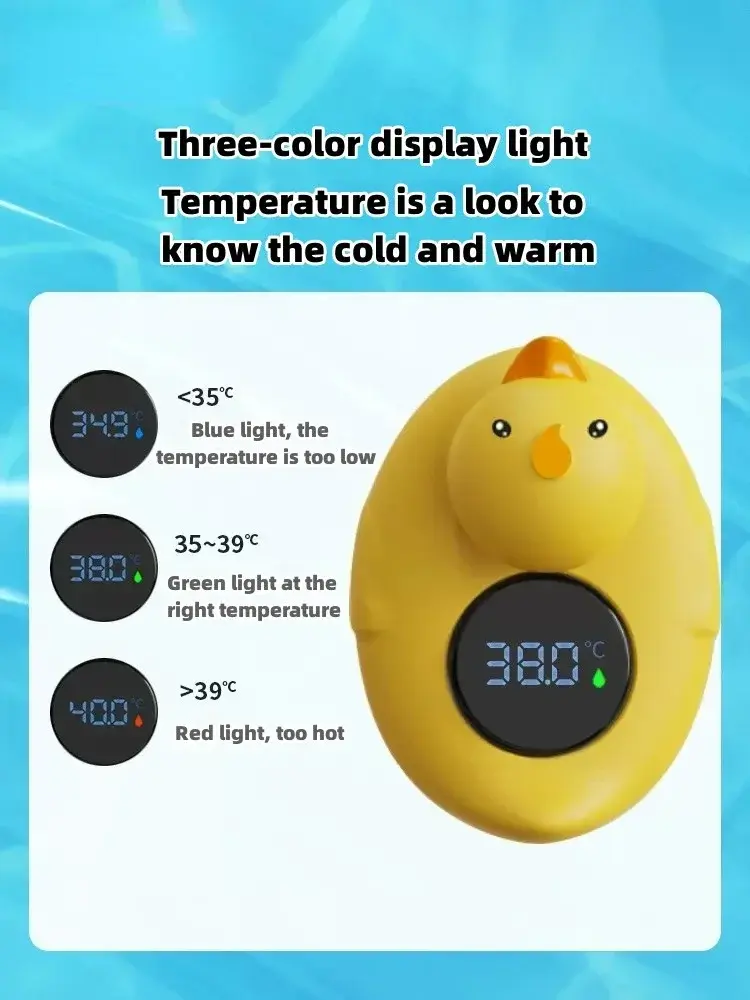 Baby Bath Thermometer - Floating Duck Shower Water Temp Sensor with Safe Temperature Alert Cute & Waterproof for Newborns