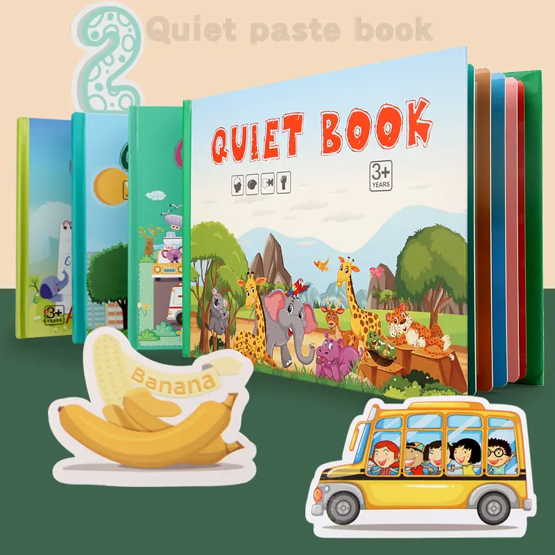 QWZ New Montessori Baby Busy Book DIY Toddlers Cognition Fun Sticker Quiet Book Early Learning Education Toys For Kids Gifts