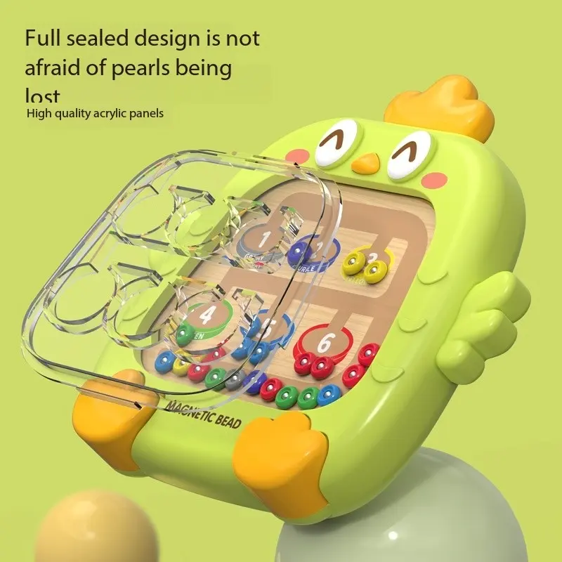 Magnetic Sorting Game Montessor Hands-On Learning Toys for Kid，Magnetic Color Number Maze Board Pen Moving Bead Games Fine Motor