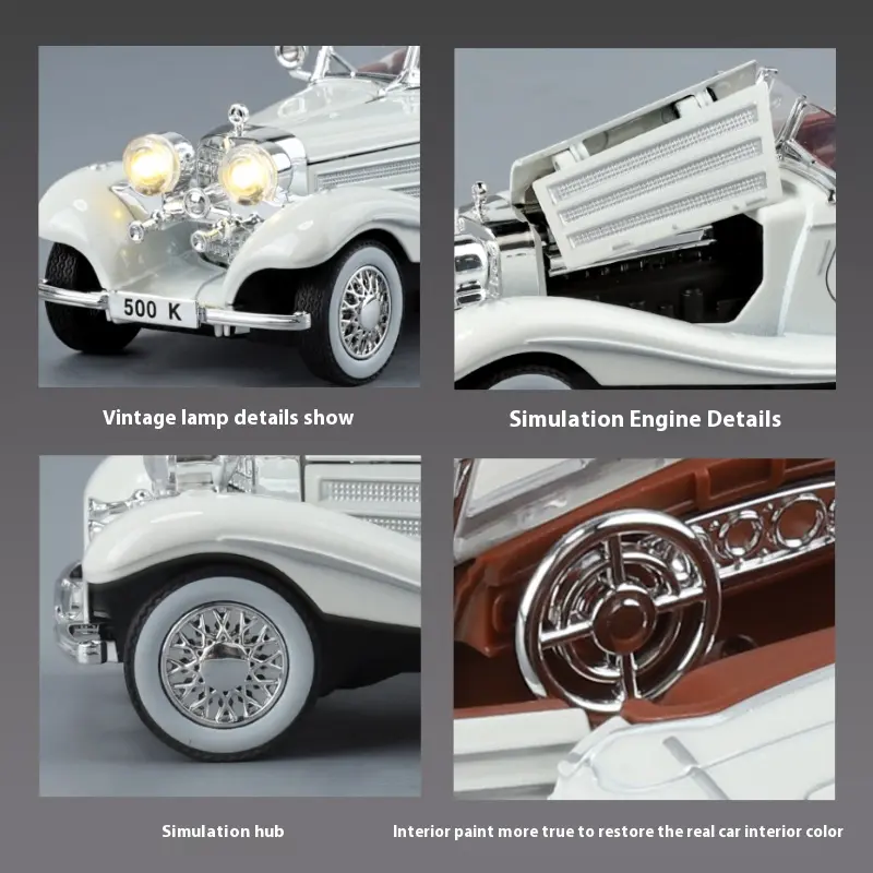 1:32 Mercedes Benz 500K Convertible Roadster Diecasts Model Alloy Metal Car Outdoor Collection Children's Toy Car Series Present