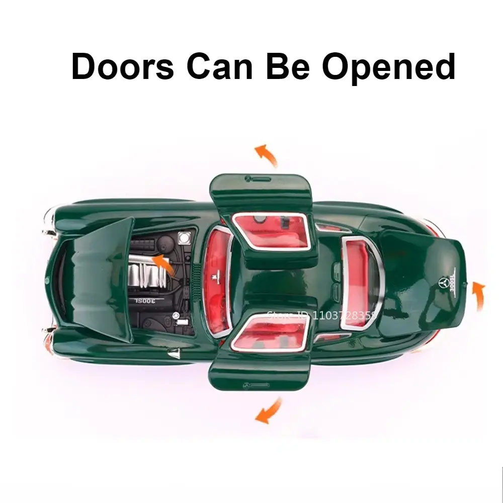 1:32 Scale 300SL Vintage Car Toy Models Alloy Diecast S400L Mini Toys Pull Back Doors Opened Sound Light Festival Gifts for Boys