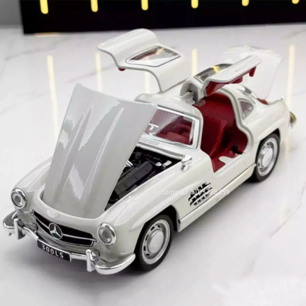 1:32 Scale 300SL Vintage Car Toy Models Alloy Diecast S400L Mini Toys Pull Back Doors Opened Sound Light Festival Gifts for Boys