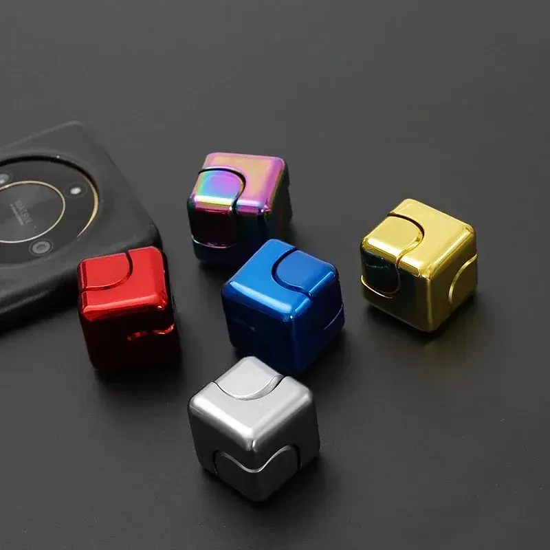 Metal Cube Rotating Fingertip Gyroscope Fidget Anti Stress Toys Adult Office Home Travel Portable Spinner Toys Christmas Gifts