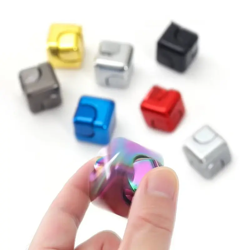 Metal Cube Rotating Fingertip Gyroscope Fidget Anti Stress Toys Adult Office Home Travel Portable Spinner Toys Christmas Gifts