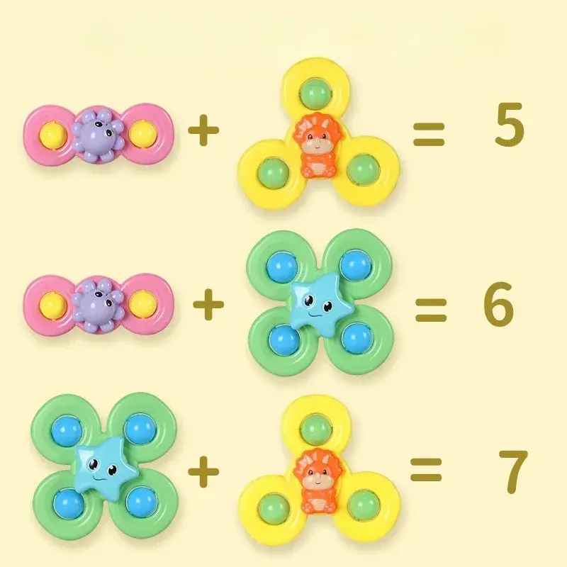 3pcs Baby Bath Toys Funny Bathing Sucker Spinner Suction Cup Cartoon Rattles Fidget Educational Toys For Children Boys Gift
