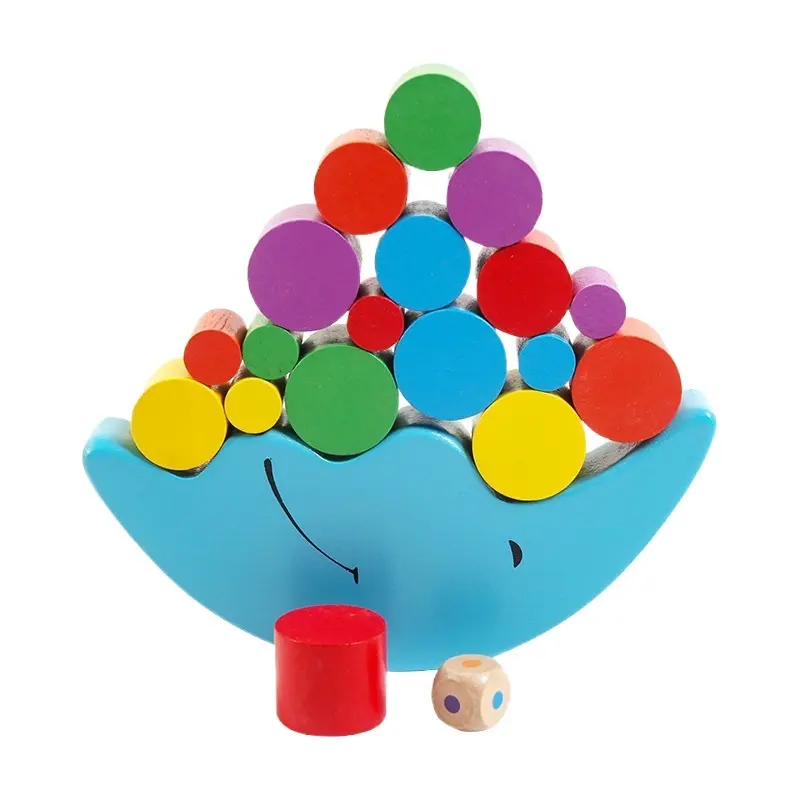 Wooden Moon Balance Block Game Stacking Balance Toy Montessori Fine Motor Training Educational Toys For Children Kids